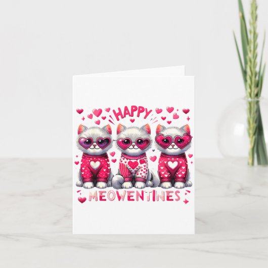 Happy Meowentines Cute Valentine Cats Love Cat Mem カード (正面)