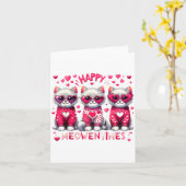 Happy Meowentines Cute Valentine Cats Love Cat Mem カード (黄色い花)