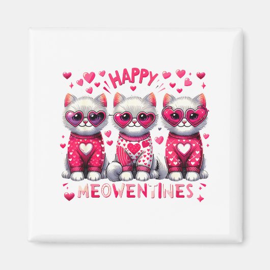 Happy Meowentines Cute Valentine Cats Love Cat Mem マグネット (正面)