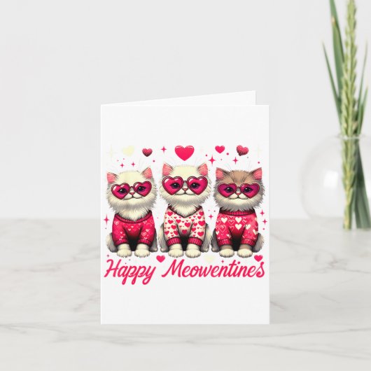Happy Meowentines Cute Valentine Cats Love Funny C カード (正面)