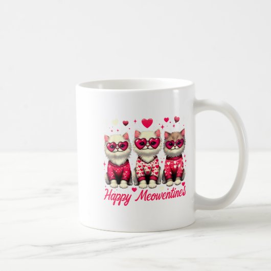 Happy Meowentines Cute Valentine Cats Love Funny C コーヒーマグカップ (右)