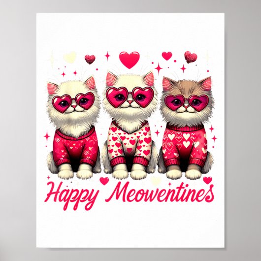 Happy Meowentines Cute Valentine Cats Love Funny C ポスター (正面)