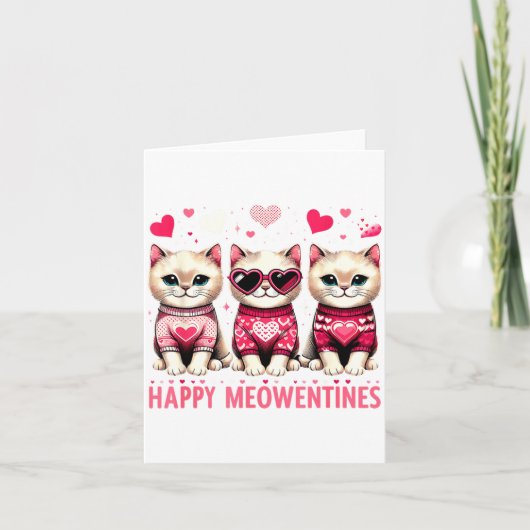 Happy Meowentines Cute Valentine Cats Love Funny M カード (正面)