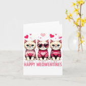 Happy Meowentines Cute Valentine Cats Love Funny M カード (黄色い花)