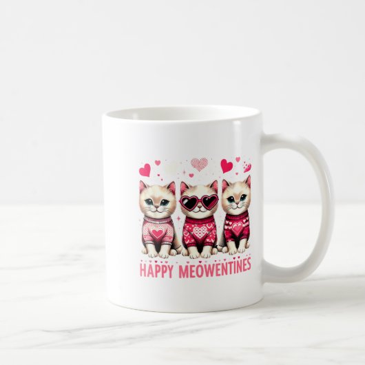 Happy Meowentines Cute Valentine Cats Love Funny M コーヒーマグカップ (右)