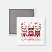 Happy Meowentines Cute Valentine Cats Love Funny M マグネット (正面/裏面)