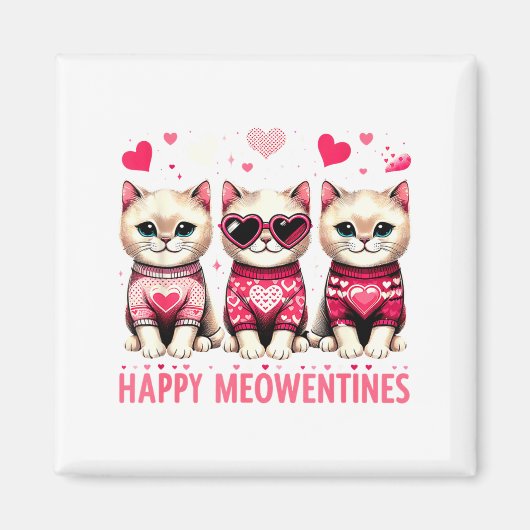 Happy Meowentines Cute Valentine Cats Love Funny M マグネット (正面)