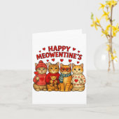 Happy Meowentines Cute Valentine Cats Love Men Wom カード (黄色い花)
