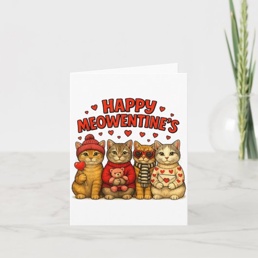 Happy Meowentines Cute Valentine Cats Love Women M カード (正面)