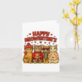 Happy Meowentines Cute Valentine Cats Love Women M カード (黄色い花)