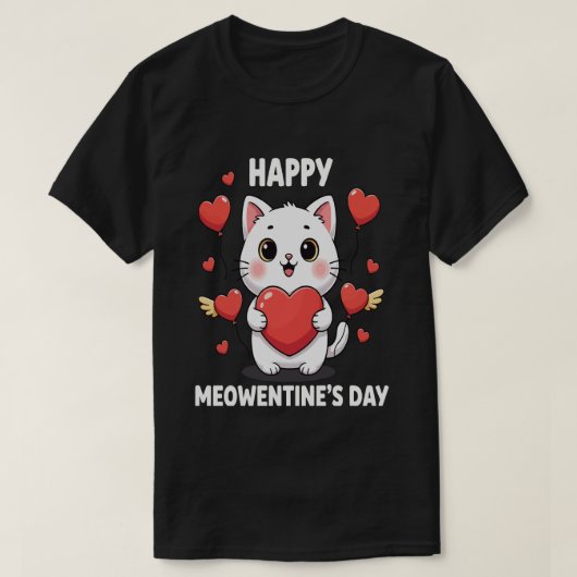 Happy Meowentines Day Cute Cat Valentine Pun Gift Tシャツ (デザイン正面)
