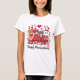 Happy Meowentines Day Cute Valentine Cat Lovers Tシャツ