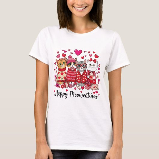 Happy Meowentines Day Cute Valentine Cat Lovers Tシャツ (正面)