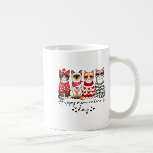 Happy Meowentine's Day Cute Valentines Funny Cat S コーヒーマグカップ (右)