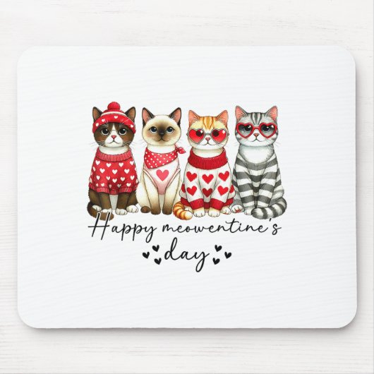 Happy Meowentine's Day Cute Valentines Funny Cat S マウスパッド (正面)