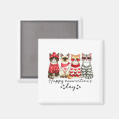 Happy Meowentine's Day Cute Valentines Funny Cat S マグネット (正面/裏面)