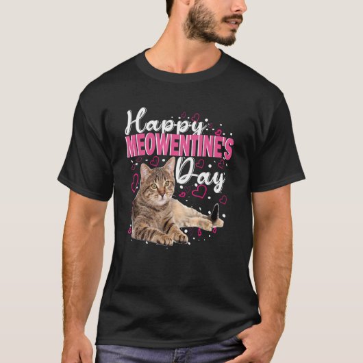 Happy Meowentine's Day Funny Valentine's Day Cat   Tシャツ (正面)