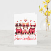 Happy Meowentines Funny Cute Valentine Cats Love C カード (黄色い花)