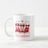 Happy Meowentines Funny Cute Valentine Cats Love C コーヒーマグカップ (左)