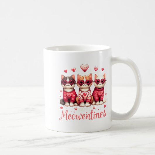 Happy Meowentines Funny Cute Valentine Cats Love C コーヒーマグカップ (右)