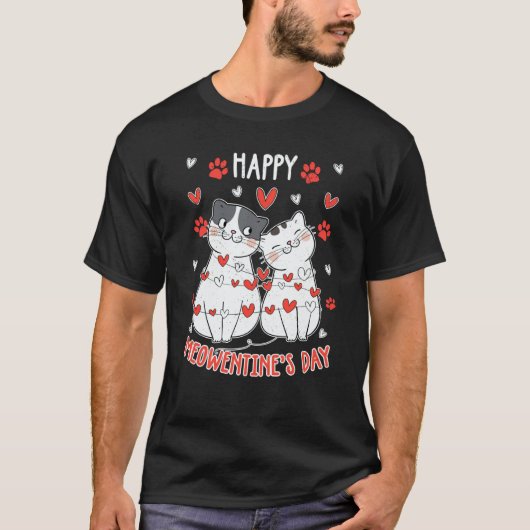 Happy Meowentines Valentines Day Cute Cat Kitten V Tシャツ (正面)