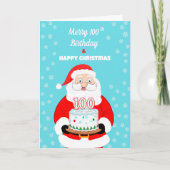 Happy Merry 100th Birthday Christmas Santa  カード (正面)