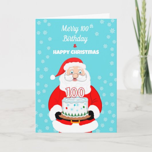 Happy Merry 100th Birthday Christmas Santa  カード (正面)