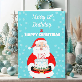 Happy Merry 12th Birthday Christmas Santa カード