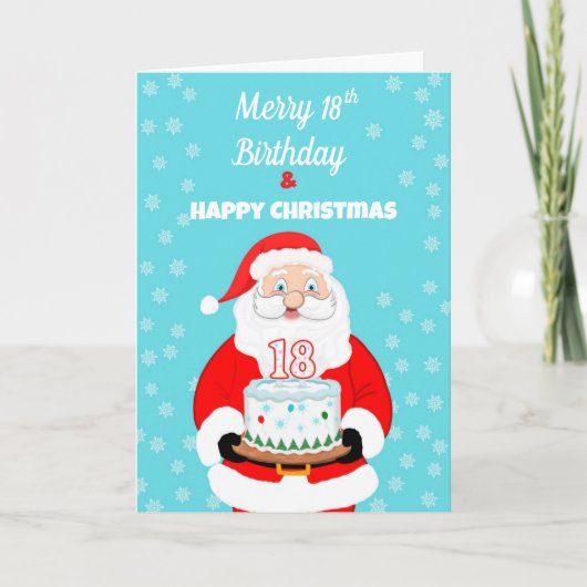 Happy Merry 18th Birthday Christmas Santa  カード (正面)
