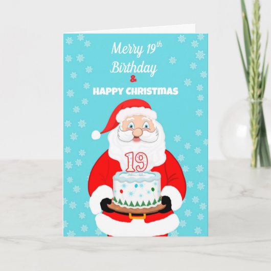 Happy Merry 19th Birthday Christmas Santa  カード (正面)