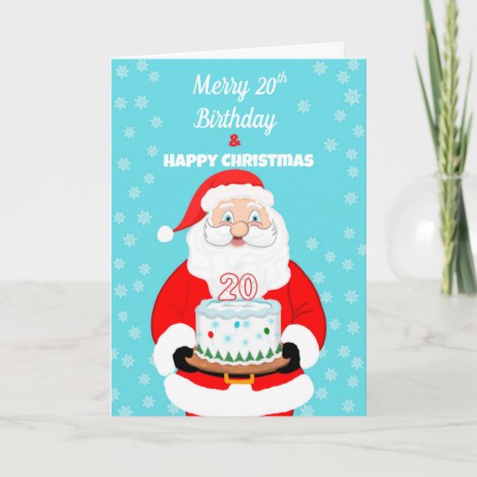 Happy Merry 20th Birthday Christmas Santa  カード (正面)