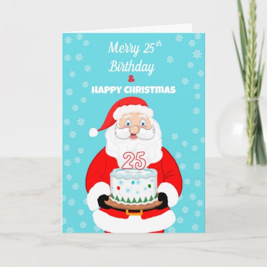Happy Merry 25th Birthday Christmas Santa カード (正面)