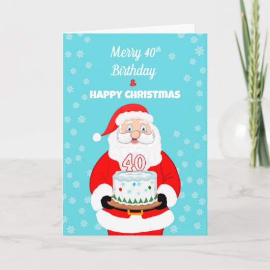 Happy Merry 40th Birthday Christmas Santa  カード (正面)