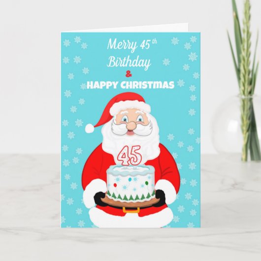 Happy Merry 45th Birthday Christmas Santa  カード (正面)