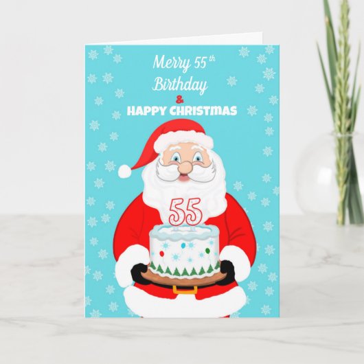 Happy Merry 55th Birthday Christmas Santa カード (正面)
