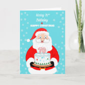 Happy Merry 70th Birthday Christmas Santa カード (正面)