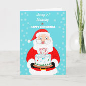 Happy Merry 75th Birthday Christmas Santa  カード (正面)