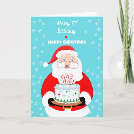 Happy Merry 75th Birthday Christmas Santa  カード (正面)