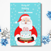 Happy Merry 80th Birthday Christmas Santa  カード