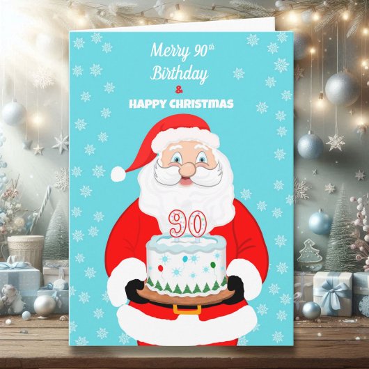 Happy Merry 90th Birthday Christmas Santa  カード