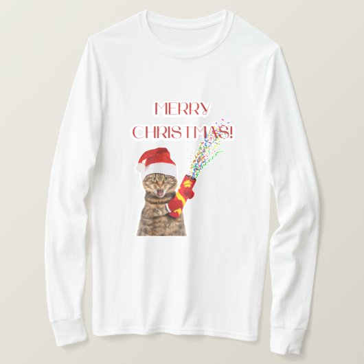 Happy Merry Christmas Cat Tシャツ (デザイン正面)