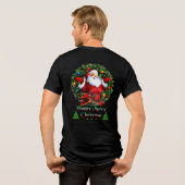 Happy Merry Christmas Festive Holiday T-Shirt  トライブレンドＴシャツ (裏面全面)
