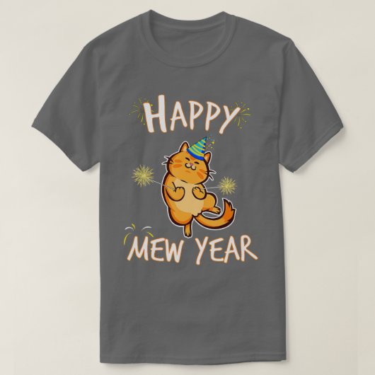 Happy Mew Year 2021 Catおもしろい New Yeve Eveパーティー Tシャツ (デザイン正面)