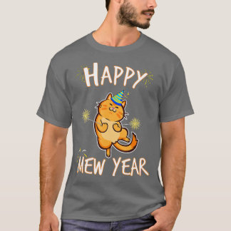 Happy Mew Year 2021 Catおもしろい New Yeve Eveパーティー Tシャツ