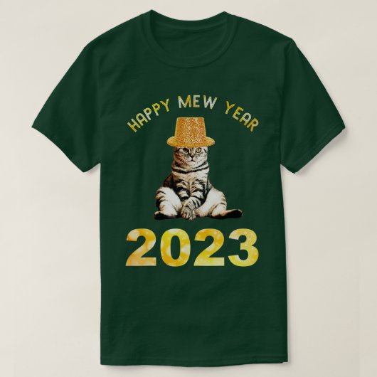 Happy Mew Year 2023 Funny Cat Lover New Year's Eve Tシャツ (デザイン正面)