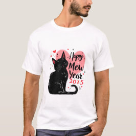 Happy Mew Year 2025年おもしろい猫の新年 Tシャツ