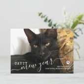 Happy Mew Year Cat写真新年ホリデーカード シーズンカード (スタンド正面)