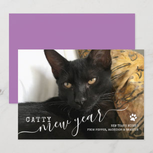 Happy Mew Year Cat写真新年ホリデーカード シーズンカード