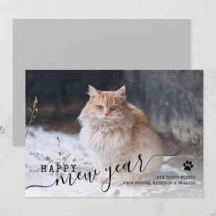 Happy Mew Year Cat写真新年ホリデーカード シーズンカード