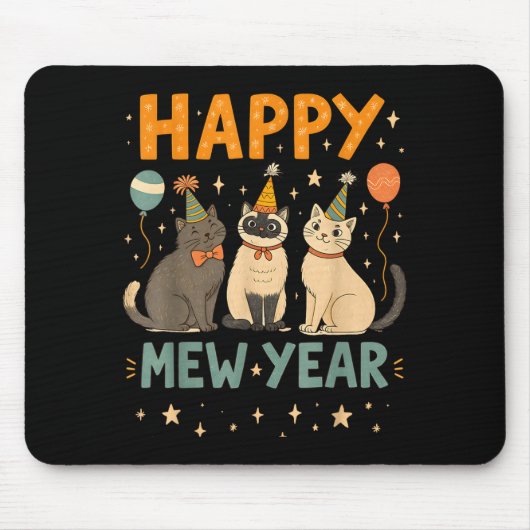 Happy Mew Year Cat Party  マウスパッド (正面)